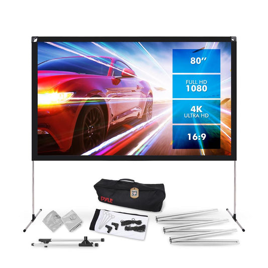 Tragbare Projektionsleinwand 80 Zoll – HD, 4K, mattweiß, zusammenklappbar, für Innen- und Außenbereich