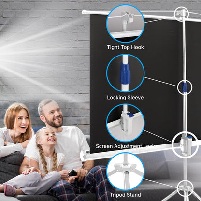 Pantalla de proyección portátil de 72", fácil de instalar, de tela blanca mate y con soporte de trípode