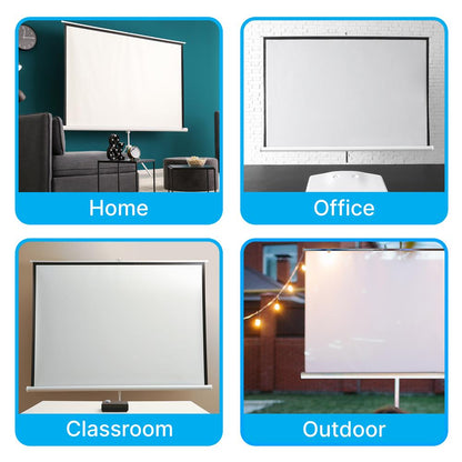 Pantalla de proyección portátil de 72", fácil de instalar, de tela blanca mate y con soporte de trípode