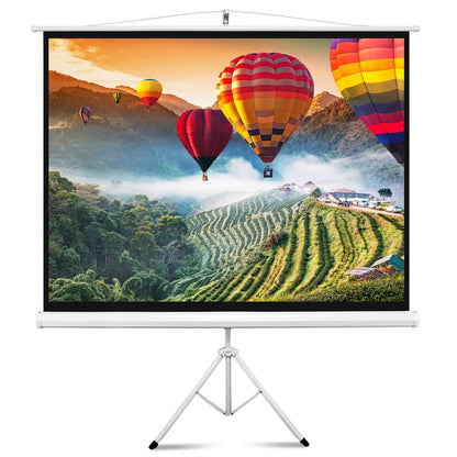 Pantalla de proyección portátil de 72", fácil de instalar, de tela blanca mate y con soporte de trípode