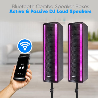 Kaasaskantav Bluetoothi PA-kõlarisüsteem 2000 W RGB-tulede ja statiivialusega