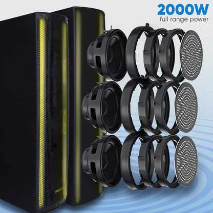 Kaasaskantav Bluetoothi PA-kõlarisüsteem 2000 W RGB-tulede ja statiivialusega