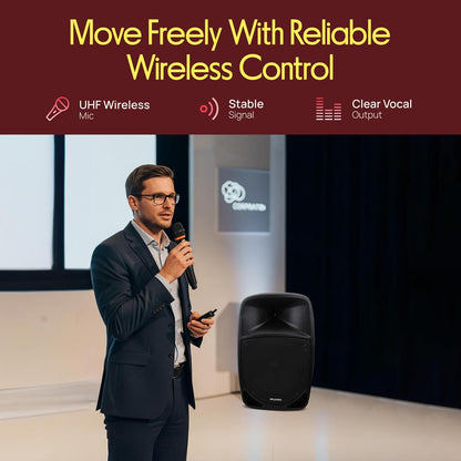 Coluna PA portátil Bluetooth 1200 W com bateria recarregável e subwoofer de 12"