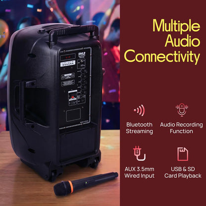 Coluna PA portátil Bluetooth 1200 W com bateria recarregável e subwoofer de 12"