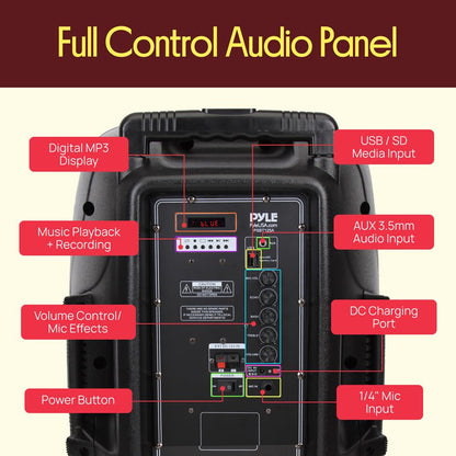 Coluna PA portátil Bluetooth 1200 W com bateria recarregável e subwoofer de 12"