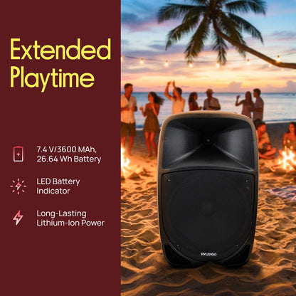 Coluna PA portátil Bluetooth 1200 W com bateria recarregável e subwoofer de 12"