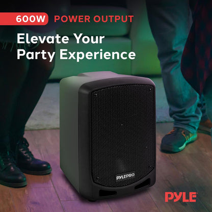 Kannettava Bluetooth-karaoke-PA-kaiutin, 600 W, ladattava langaton mikrofoni