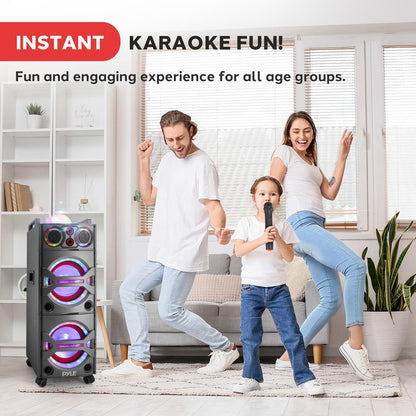 Altavoz PA portátil Bluetooth de 2000 W con luces DJ, micrófono inalámbrico, USB/SD y ruedas