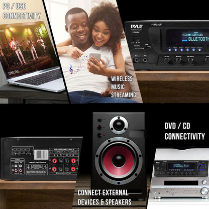 Aimplitheoir Bluetooth gan sreang 300W, glacadóir amharclainne baile 4 chainéal - PT272AUBT