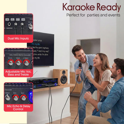 2000 W:n Bluetooth 6-kanavainen kotivahvistin – langaton suoratoisto, USB/AUX/RCA – PT6060CHAE
