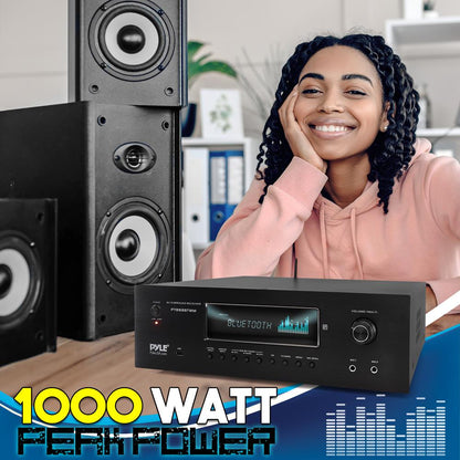 Δέκτης Bluetooth 1000W 5.2 καναλιών με ασύρματα μικρόφωνα