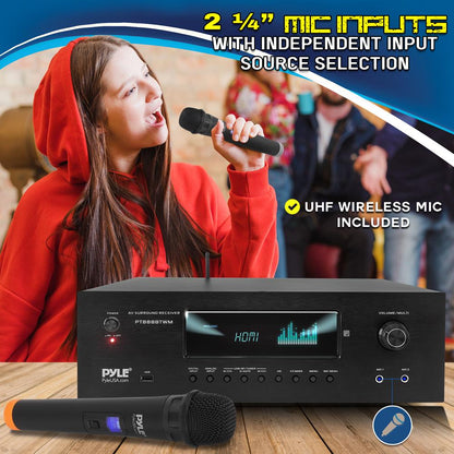 Δέκτης Bluetooth 1000W 5.2 καναλιών με ασύρματα μικρόφωνα