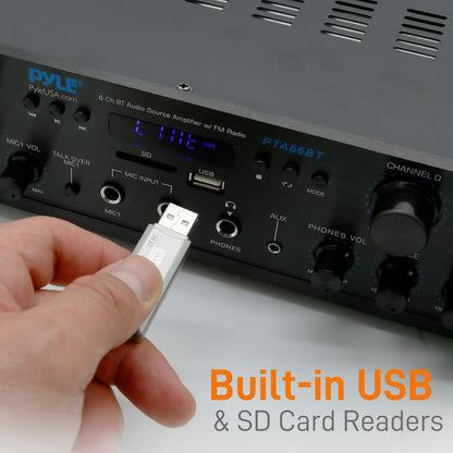 Bluetooth 6-канален усилвател с радио и USB – PTA66BTEU